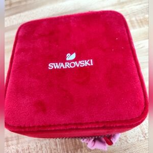 SWAROVSKI PortableJewelry Box Case Red Suede Zip-around Japan Limited Collection